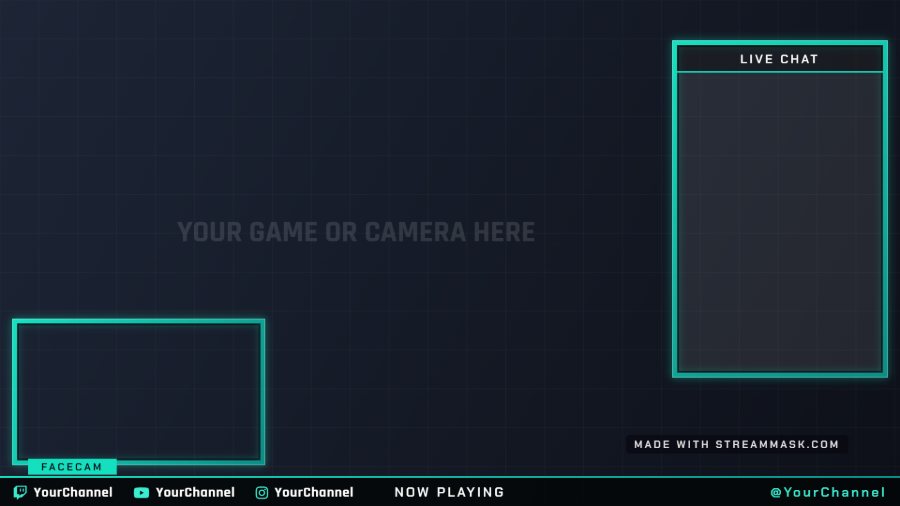 Transparent gameplay overlay with facecam and chat